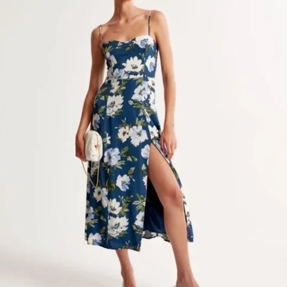 Abercrombie & Fitch Blue Floral Midi Dress